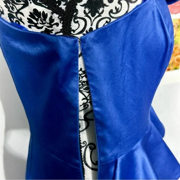 Jessica Simpson NWT Royal Blue Ruffled One-Shoulder Dress Size 8 - Picture 6 of 16